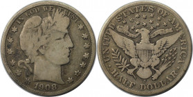 Weltmünzen und Medaillen, Vereinigte Staaten / USA / United States. Barber Half Dollar 1908 S, Silber. 0.36 OZ. KM 116. Schön
