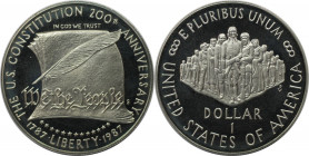 Weltmünzen und Medaillen, Vereinigte Staaten / USA / United States. 200 Jahre Verfassung der Vereinigten Staaten von Amerika. 1 Dollar 1987 S. 26,73 g...