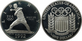 Weltmünzen und Medaillen, Vereinigte Staaten / USA / United States. XXV. Olympische Sommerspiele 1992 in Barcelona - Baseballspieler. 1 Dollar 1992 S....