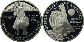 Weltmünzen und Medaillen, Vereinigte Staaten / USA / United States. 500. Jahrestag der Entdeckung Amerikas. 1 Dollar 1992 P. 26,73 g. 0.900 Silber. 0....