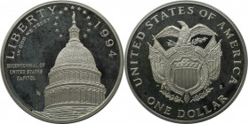 Weltmünzen und Medaillen, Vereinigte Staaten / USA / United States. 200 Jahre Kapitol in Washington. 1 Dollar 1994 S. 26,73 g. 0.900 Silber. 0.77 OZ. ...