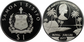 Weltmünzen und Medaillen, Western Samoa. 25. Thronjubiläum von Königin Elisabeth II. 1 Tala 1977. Silber. 0.39 OZ. KM 24a. Polierte Platte