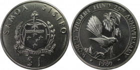 Weltmünzen und Medaillen, Western Samoa. 25 Jahre WWF - Fächerschwanz. 1 Tala 1986, Kupfer-Nickel. KM 74. Stempelglanz