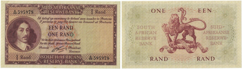 Banknoten, Südafrika / South Africa. 1 Rand ND (1962-1965). Erste Zeilen mit Ban...