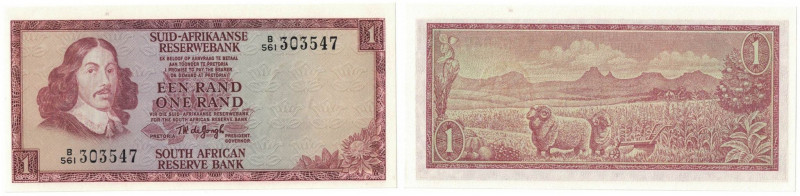 Banknoten, Südafrika / South Africa. 1 Rand 1975. Erste Zeilen mit Bankname und ...