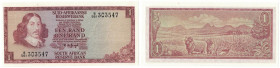 Banknoten, Südafrika / South Africa. 1 Rand 1975. Erste Zeilen mit Bankname und Wert in Afrikaans. Pick 116b. I