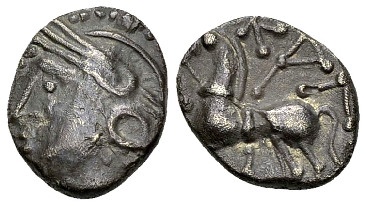 Aedui AR Quinarius, c. 80-50 BC, Kaletedou 

Celtic Gaul, Aedui. AR Quinarius ...