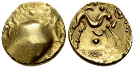 Ambiani AV Stater, Gallic War issue 

Northeast Gaul. Ambiani. AV Stater (18-19 mm, 6.31 g), ca. 58-55 BC. Gallic War issue.
 Obv. Plain bulge.
 R...