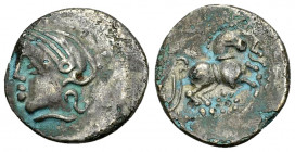Santones fourré (?) AR Quinarius, 1st century BC 

Celtic Gaul, Santones. Fourré (?) AR Quinarius Arivos/Santonos (14 mm, 1.35 g), 1st century BC. ...
