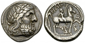 Eastern Celts AR Tetradrachm, early 3rd century BC 

Eastern Celts. Imitations of Philip II of Macedon, early 3rd century BC. AR Tetradrachm (25-26 ...