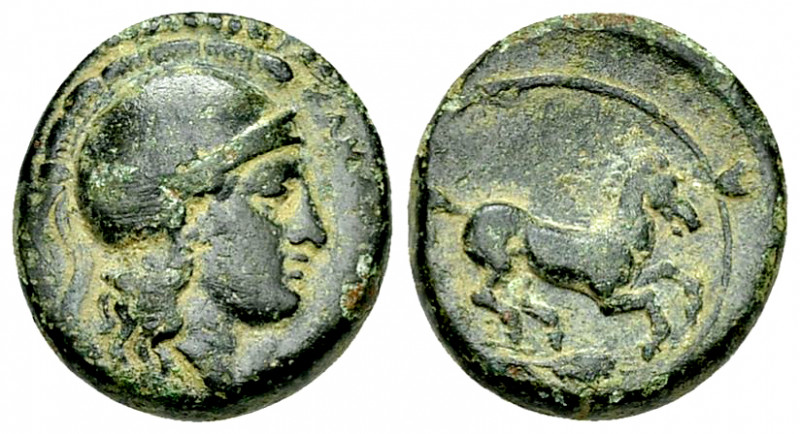 Kamarina AE15, c. 339-300 BC 

Sicily, Kamarina. AE15 (3.63 g), c. 339-300 BC....
