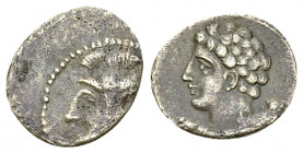 Cilicia AR Obol, c. 4th century BC 

Cilicia, Uncertain. AR Obol (10-12 mm, 0.54 g), c. 4th century BC.
Obv. Janiform head of Athena(?), wearing ea...