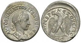 Gordianus III AR Tetradrachm, Antioch 

Gordianus III (238-244 AD). AR Tetradrachm (25-26 mm, 10.02 g), Antioch.
Obv. AYTOK K M ANT ΓOPΔIANOC CEB, ...
