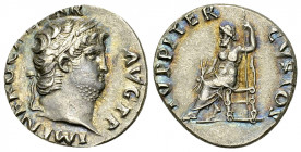 Nero AR Denarius, Jupiter reverse 

Nero (54-68 AD). AR Denarius (17 mm, 3.31 g), Rome, c. 66/67 AD.
Obv. IMP NERO CAESAR AVG P P, Laureate head to...