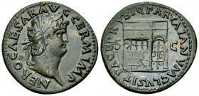 Nero AE As, Temple of Janus reverse 

Nero (54-68 AD). AE As (28-29 mm, 11.15 g), Rome, 64-66 AD.
 Obv. NERO CAESAR AVG GERM IMP, Laureate head to ...