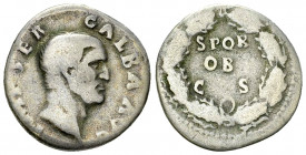 Galba AR Denarius, oak wreath reverse 

Galba (68-69 AD). AR Denarius (18 mm, 3.00 g), Rome, June AD 68 - January AD 69.
Obv. IMP SER GALBA AVG, Ba...