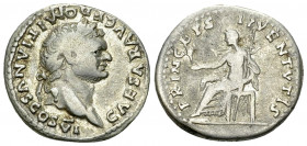 Domitianus AR Denarius, Vesta reverse 

Vespasianus (69-79 AD) for Domitianus Caesar. AR Denarius (18-19 mm, 3.30 g), Rome, AD 79.
Obv. CAESAR AVG ...