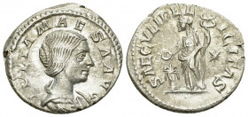 Iulia Maesa AR Denarius, Felicitas reverse 

Elagabalus (218-222 AD) for Iulia Maesa Augusta. AR Denarius (17-19 mm, 2.85 g), Rome.
 Obv. IVLIA MAE...