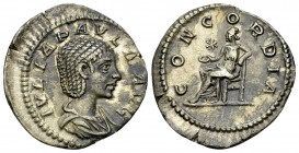 Iulia Paula AR Denarius, Concordia reverse 

Elagabalus (218-222 AD) for Iulia Paula Augusta. AR Denarius (20 mm, 2.42 g), Rome, 219/220 AD.
Obv. I...