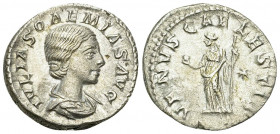 Iulia Soaemias AR Denarius, Venus reverse 

Elagabalus (218-222 AD) for Iulia Soaemias Augusta. AR Denarius (18-19 mm, 3.28 g), Rome, 220-222.
Obv....