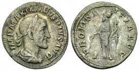 Maximinus I Thrax AR Denarius, Providentia reverse 

Maximinus I (235-238 AD). AR Denarius (19-20 mm, 2.85 g), Rome.
Obv. IMP MAXIMINVS PIVS AVG, l...
