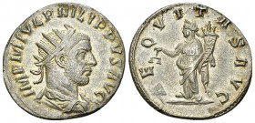 Philippus I AR Antoninianus, Aequitas reverse 

Philippus I Arabs (244-249 AD). AR Antoninianus (21 mm, 4.23 g), Antioch, AD 247.
Obv. IMP M IVL PH...