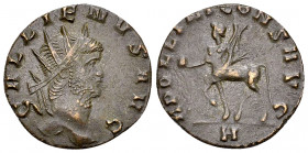 Gallienus AE Antoninianus, Centaur reverse 

Gallienus (253-268 A). AE Antoninianus (20 mm, 2.69 g), Rome.
Obv. GALLIENVS AVG, Radiate head to righ...
