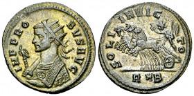 Probus BI Antoninianus, Sol reverse 

Probus (276-282 AD). BI Antoninianus (23 mm, 3.72 g), Rome, 5th officina, 278 AD.
Obv. IMP PROBVS AVG, Radiat...