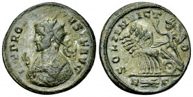 Probus silvered AE Antoninianus, Sol reverse 

Probus (276-282 AD). Silvered AE Antoninianus (22 mm, 4.18 g), Rome.
Obv. IMP PROBVS P F AVG, Radiat...