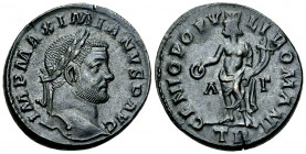 Maximianus Herculius AE Nummus, Trier 

Maximianus Herculius (286-305 AD). AE Nummus (26 mm, 9.62 g), Trier, c. 296-297.
Obv. IMP MAXIMIANVS P AVG,...