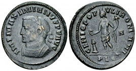 Maximianus Herculius AE Nummus, Lugdunum 

Maximianus Herculius, second reign. AE Nummus (27-28 mm, 8.07 g), Lugdunum, c. spring 307.
Obv. IMP MAXI...