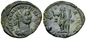 Carausius AE Antoninianus, Pax reverse 

Carausius (286-293 AD). Romano-British Emperor. AE Antoninianus (23-26 mm, 3.64 g). Londinium.
Obv. IMP C ...