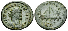 Allectus AE Quinarius, Galley reverse 

Allectus (293-296 AD). Romano-British Emperor. AE Quinarius (19-20 mm, 2.52 g), Londinium.
Obv. IMP C ALLEC...