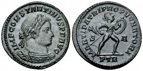 Constantinus I AE Nummus, Trier 

Constantine I (306-337 AD). AE Nummus (27 mm, 6.74 g). Trier, 1st officina, AD 307-308.
Obv. IMP CONSTANTINVS P F...