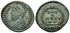 Iulianus II AE Nummus, Vota reverse 

Iulianus II Apostata (355-363 AD). AE Nummus (20-21 mm, 3.52 g), Constantinopolis, 361-363.
Obv. D N FL CL IV...