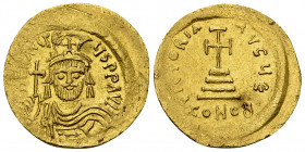 Heraclius AV Solidus, Constantinople 

Heraclius (610-641). AV Solidus (21 mm, 4.46 g), Constantinople, 610-613.
 Obv. d N hERACLIYS P P AVC, Bust ...