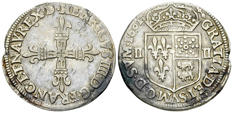 Henri IV, AR 1/4 Ecu de Béarn 1601 

France, Royaume. Henri IV (1589-1610). AR...