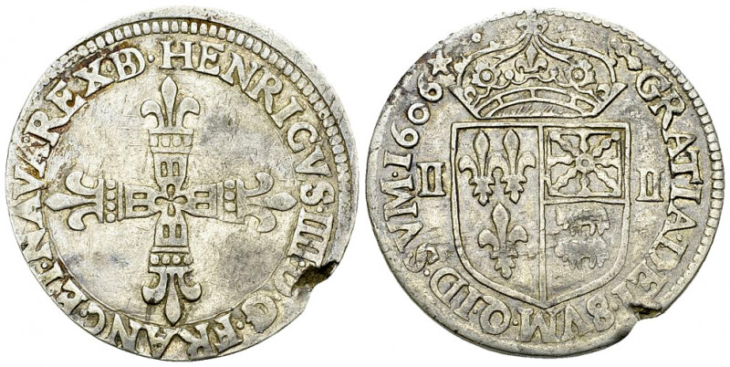 Henri IV, AR 1/4 Ecu de Béarn 1606 

France, Royaume. Henri IV (1589-1610). AR...