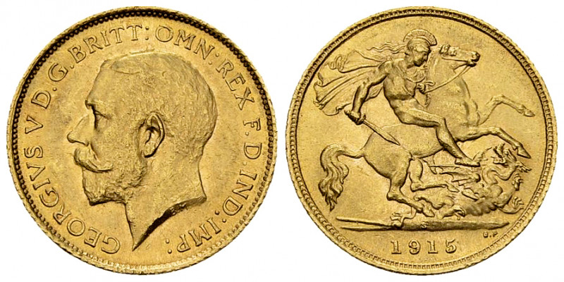 George V AV 1/2 Sovereign 1915 

Great Britain. George V. AV 1/2 Sovereign 191...