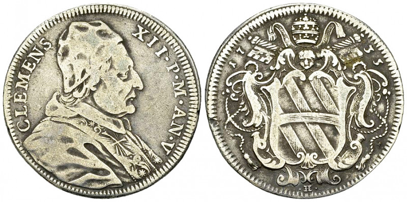 Clemens XII, AR Testone 1735 

Stato Pontificio. Clemens XII. AR Testone (30 B...