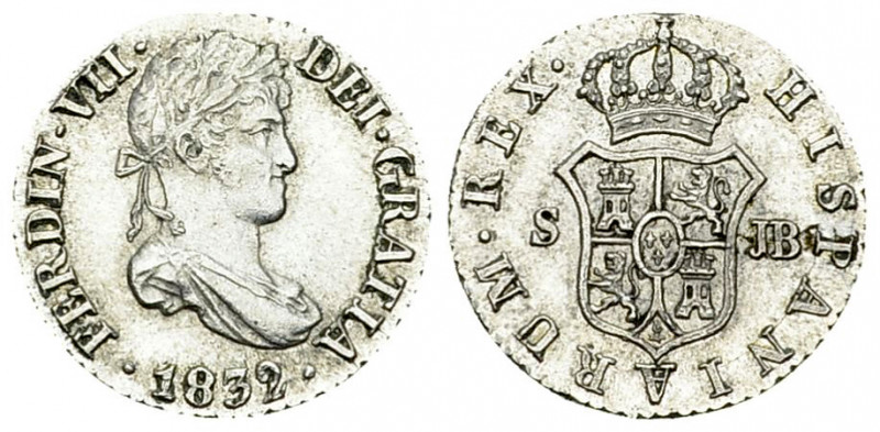 Ferdinando VII AR 1/2 Real 1832 

Spain. Ferdinando VII. AR 1/2 Real 1832 S JB...