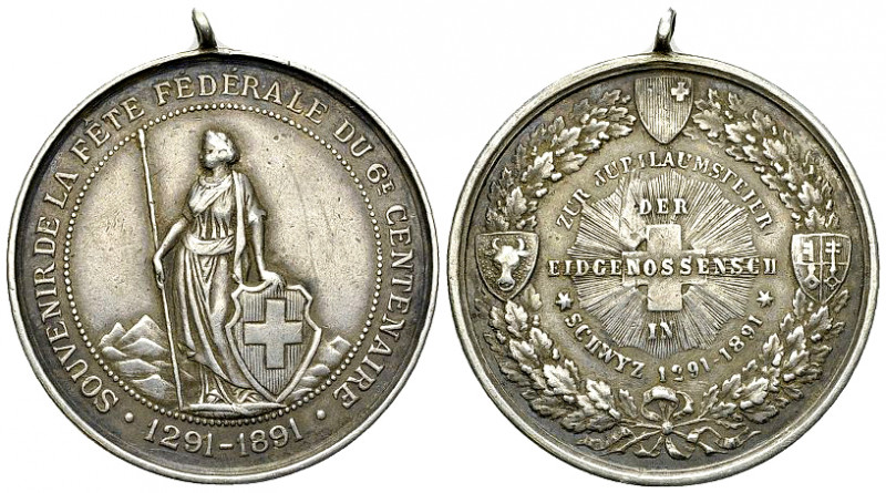 Schwyz, AR Medaille 1891, Bundesfeier 

Schweiz, Eidgenossenschaft. Schwyz. AR...