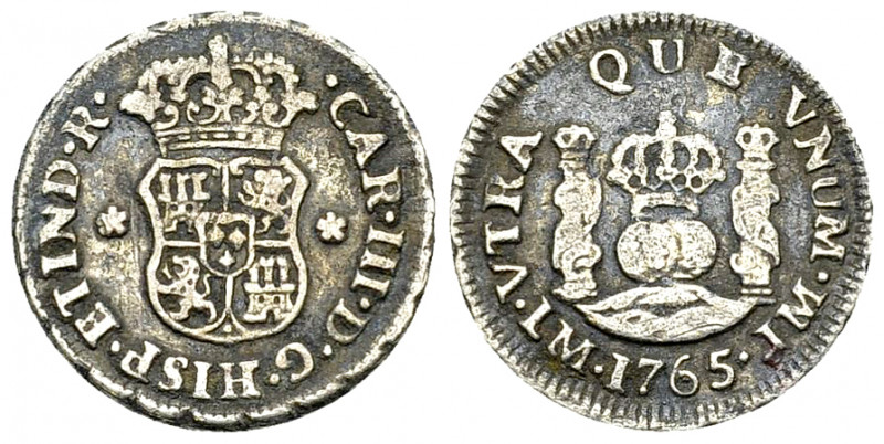 Carlos III AR 1/2 Real 1765, Lima 

Peru. Carlos III. AR 1/2 Real 1765 LIMAE J...