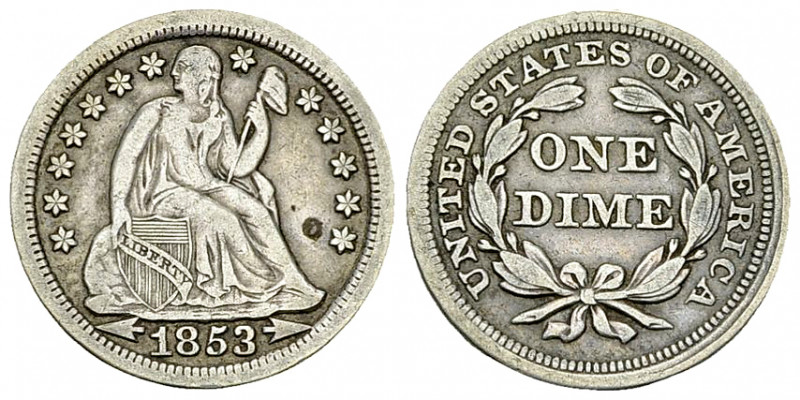 USA AR Dime 1853 

USA. AR Dime 1853 (2.42 g).
KM 77.

Very fine.