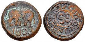 Ceylon AE 1/96 Rixdollar 1803 

Ceylon. George III (1760-1820). AE 1/96 Rixdollar 1803 (22-23 mm, 13.88 g).
Cf. KM 64 (1/24 Rixdollar).

Fine.