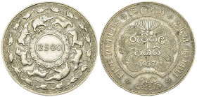 Ceylon AR 5 Rupees 1957 

Ceylon. AR 5 Rupees 1957 (28.11 g). 2500 Years Buddhism.
KM 126.

Extremely fine.