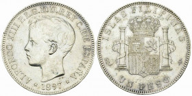 Philippines AR Peso 1897 

Philippines. Alfonso XIII. AR Peso 1897 (24.98 g).
KM 154.

Extremely fine.
