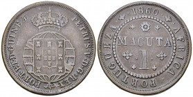 Angola, Portuguese, AE 1 Macuta 1860 

Angola, Portuguese. AE 1 Macuta 1860 (36.58 g).
KM 59.

Very fine.