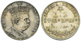 Colonia Eritrea, AR 2 Lire 1890 

Italia. Colonia Eritrea. Umberto I. AR 2 Lire 1890 (10.01 g).
Montenegro 82.

Quasi SPL.