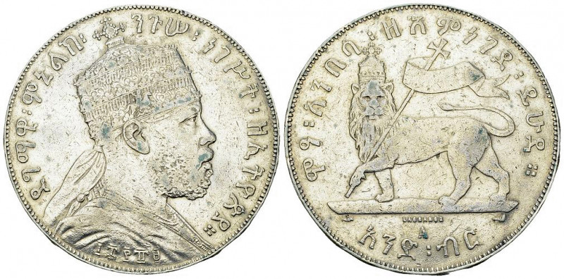 Ethiopia AR Birr 1889 

Ethiopia. Menelik II (1889-1913). AR Birr 1889 (40 mm,...